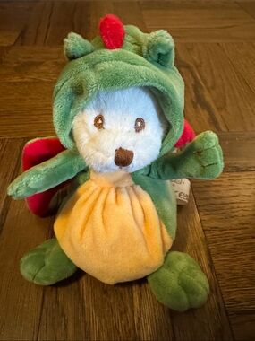 Bukowski Cute Bear Plush in Green Dragon Costume with Yellow Belly